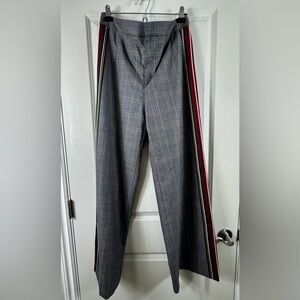 Zara Plaid Side-Stripe Wide Leg Trousers – Size L